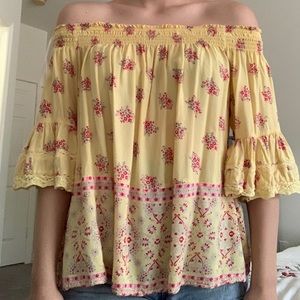 francescas off the shoulder floral shirt